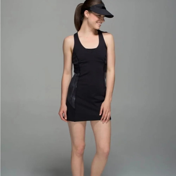Lululemon sz 6 Ace Dress scratch match black multi excellent pre owned - Picture 2 of 12